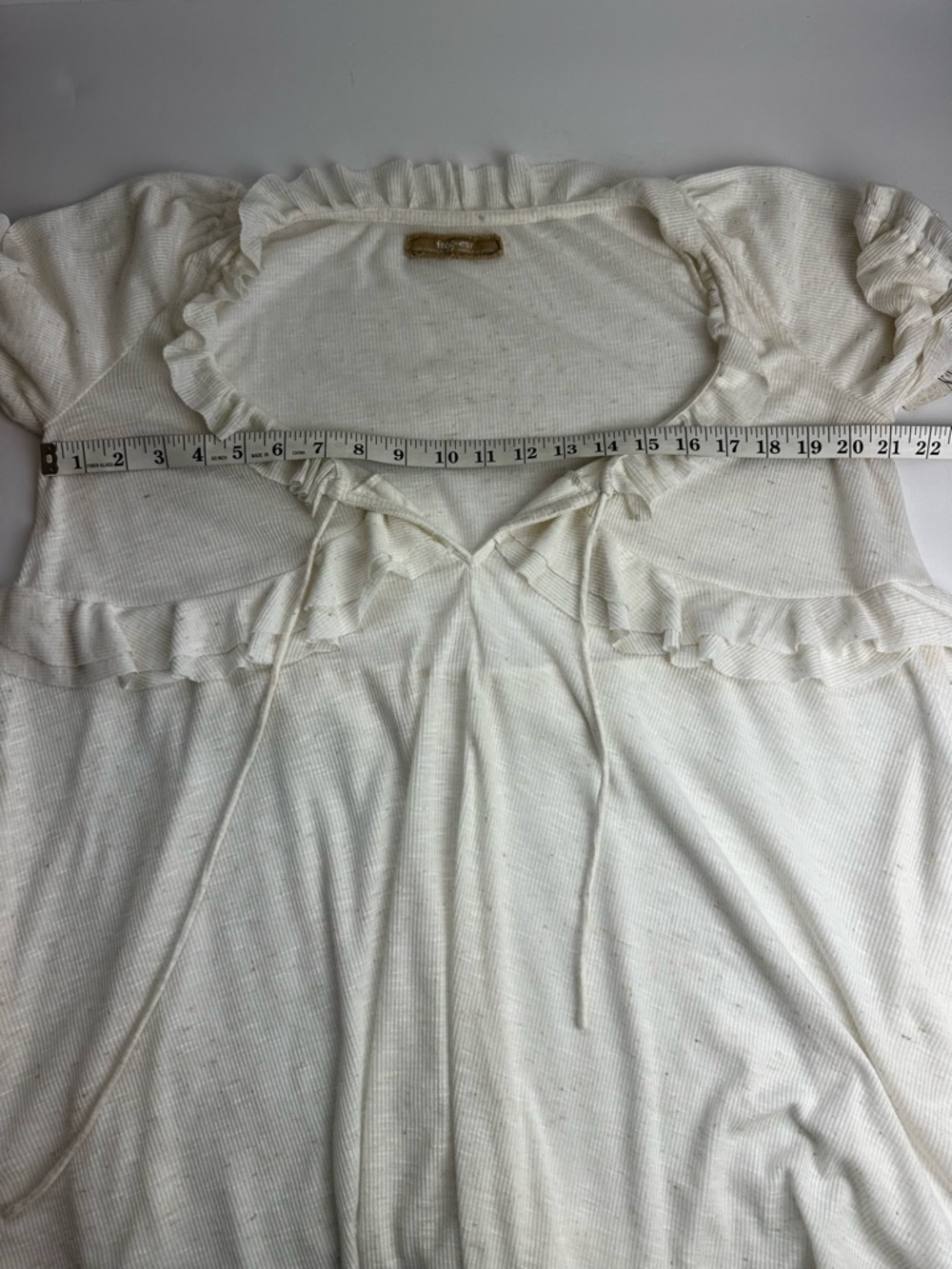 Free People Ruffle Romper Women's Size Small NEW WITH TAGS White flecked Flax - Picture 8 of 12